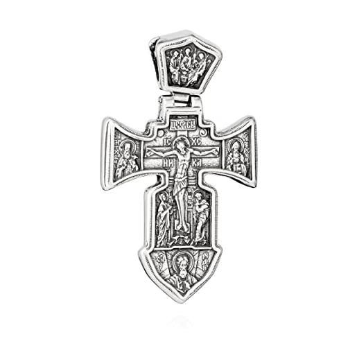 NKlaus catena ciondolo gesù croce argento 925 ciondolo ortodosso simbolo di fede k103