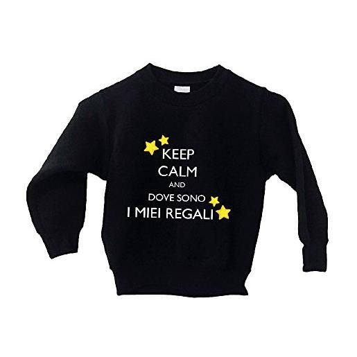 Altra Marca felpa bimbo nera maglione natalizio personalizzato bambino keep calm regali - tg: 12-14 anni