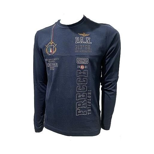 Aeronautica Militare maglia manica lunga ts2140j, da uomo, t-shirt, felpa, frecce tricolori (3xl, blu)