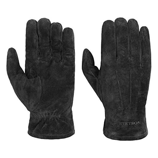 Stetson guanti in pelle basic pigskin uomo - a dita da con fodera autunno/inverno - 8 1/2 hs nero