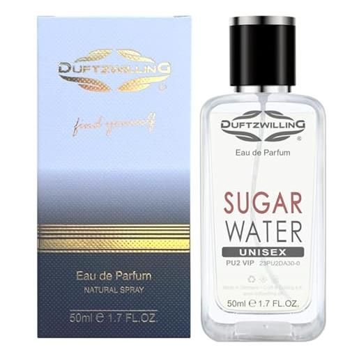 DuftzwillinG sugar water eau de parfum unisex per uomo e donna, profumo dolce, odore di zucchero filato e caramelle, forte profumo (50 ml prime)