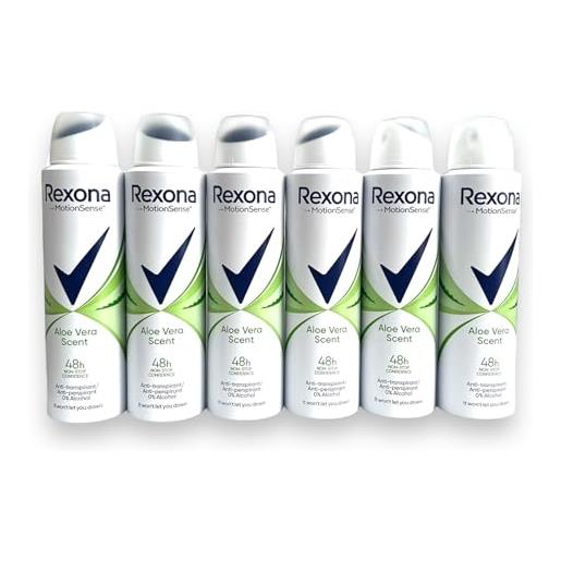 Rexona deodorante spray da donna aloe vera motionsense, 48 ore, confezione da 6 (6 x 150 ml)