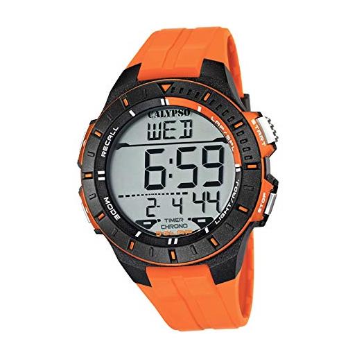 Calypso watches calypso orologio da polso da uomo al quarzo in plastica con cinturino in poliuretano, cronografo con allarme digitale per tutti i modelli k5607, calypso numero articolo: k5607/1 arancione