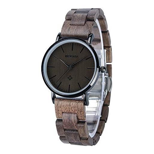 BEWELL orologio in legno unisex uomo/donna analogico al quarzo con cinturino in legno w163a