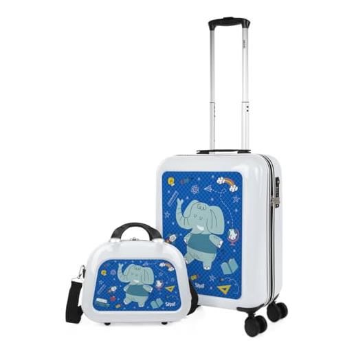 SKPAT - valigia 55x40x20 trolley bagaglio a mano. Valigie e trolley per i tuoi viaggi in cabina. Trolley bagaglio a mano 133655b, blanco-scuola