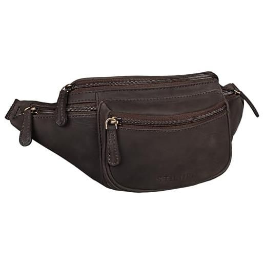 STILORD 'eliah' marsupio in pelle vintage da uomo borsa a tracolla borsello zainetto monospalla con tasche cerniera resistente per sport jogging festival montagna, colore: marrone scuro - pallido