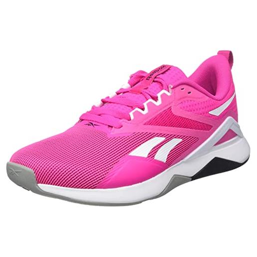 Reebok nanoflex tr v2, sneaker donna, proud pink ftwr white pure grey 4, 38 eu