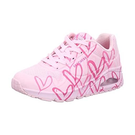 Skechers uno spread the love, sneaker donna, pink heart print, 36 eu