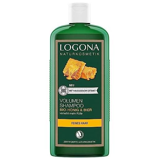 LOGONA Naturkosmetik logona shampoo naturale per capelli alla birra e al miele biologico, con estratti di piante da agricoltura biologica