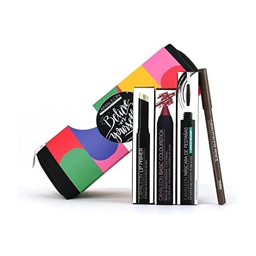 Camaleon cosmetics -pack make. Up londra - urban makeup - set labbra & occhi - beauty case in regalo. 