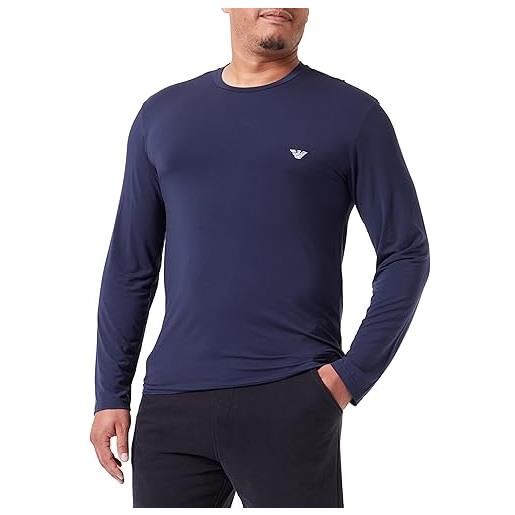 Emporio Armani maglietta da uomo a maniche lunghe soft modal t-shirt, blu marino, s