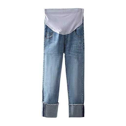 oneforus a vita alta confortevole sciolto jeans premaman, pantaloni gravidanza vestiti di maternità jeans premaman a gamba larga per donne incinte