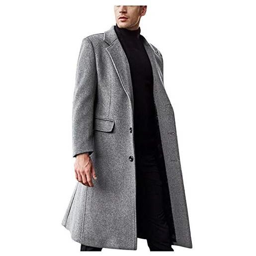 ADMAY caldo e confortevole inverno 2023 y29k men's british style solid color long coat fashionable warm woolen overcoat giubbotto lucido (grey, xl)