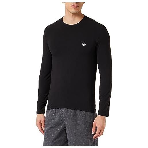 Emporio Armani maglietta da uomo a maniche lunghe soft modal t-shirt, nero, xl