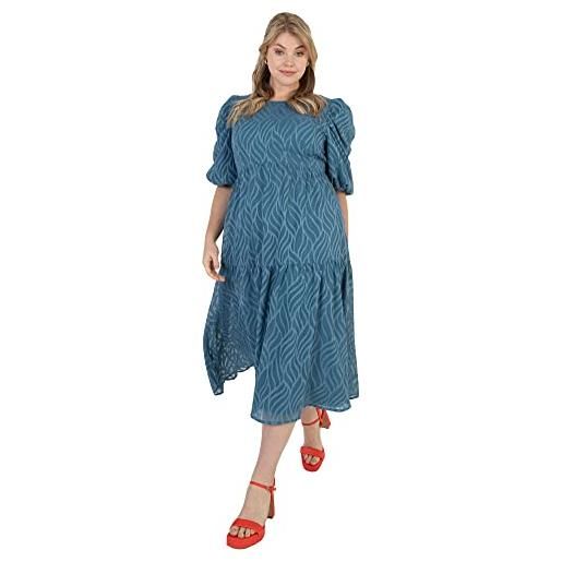 Lovedrobe womens plus size dress for ladies curve key backhole 3/4 sleeves midaxu high waist everyday for summer work office party, vestito donna, blue, 