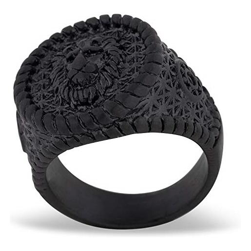 Akitsune imperator anello | design in acciaio inossidabile degli uomini delle donne anello gran re leone seal - nero - us 11