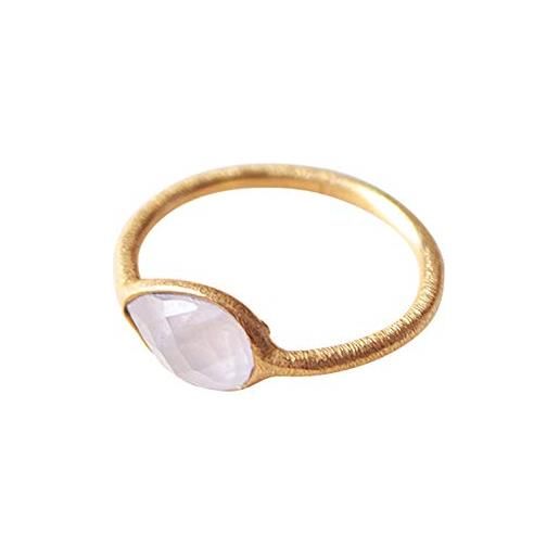 Vurmashop - anello da donna con quarzo rosa, in oro 18 k con pietra semi preziosa (10) e placcato oro, 16,5, colore: rosa, cod. R-0452