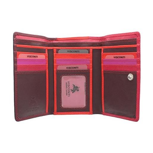 VISCONTI portafoglio di pelle tri-fold. Visconti collezione rainbow bora blocco rfid rb43 prugna multi