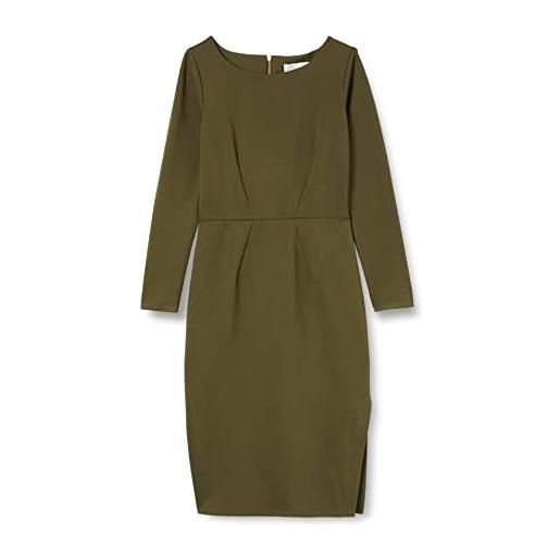 Closet London long sleeve knee lenght bodycon dress vestito elegante, verde (khaki), 44 (taglia produttore: 12) donna