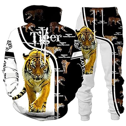 ATZTD animale 3d tiger jogging suit set 3d stampato s-6xl (tiger 1, m)