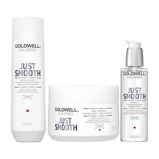 Goldwell dualsenses just smooth taming shampoo 250ml maschera 200ml olio anticrespo 100ml