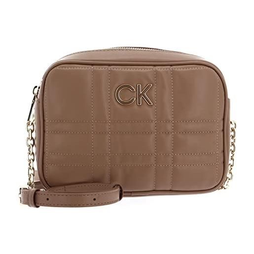 Calvin Klein re-lock quilt camera bag, crossover donna, tela safari, one size
