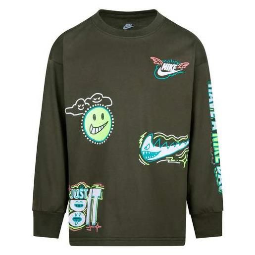 NIKE b nsw art of play relaxed ls verde militare (f84)