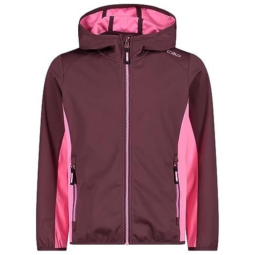 CMP - giacca in light softshell da bambini con cappuccio fisso, plum-pink fluo, 110