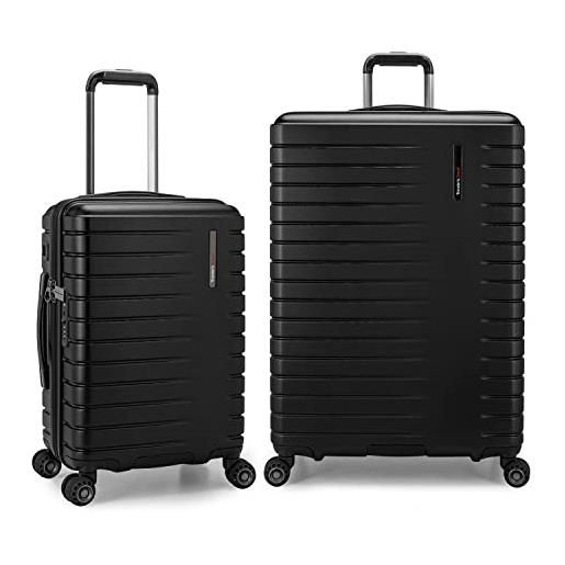 Traveler's Choice archer - set di valigie in policarbonato hardside spinner, nero, 2-piece set, archer - set di valigie in policarbonato hardside spinner