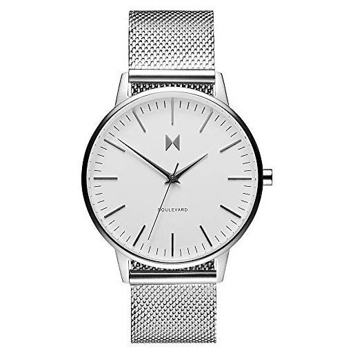 MVMT orologio analogico al quarzo da donna collezione boulevard con cinturino in pelle o in acciaio inossidabile bianco/argento (white)