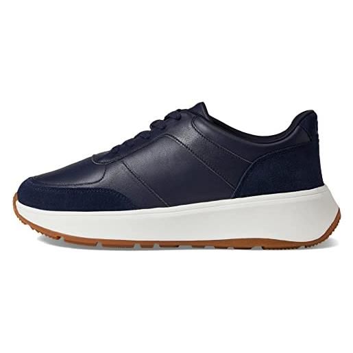 Fitflop f-mode leather/suede flatform sneakers, scarpe da ginnastica donna, blu (midnight navy), 42 eu