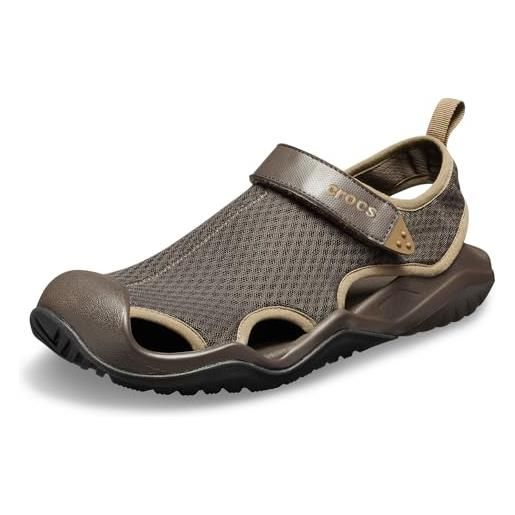 Crocs swiftwater mesh deck sandal, zoccoli uomo, nero black 205289 001, 46 47 eu