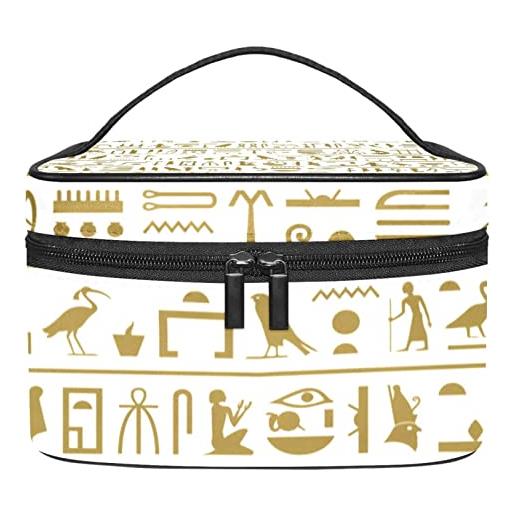 Generic piccola borsa per il trucco, organizer per cosmetici da viaggio con cerniera per donne e ragazze, antico simbolo egiziano