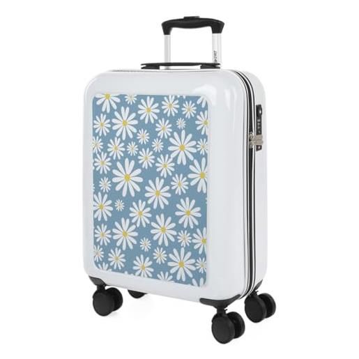 SKPAT - valigia 55x40x20 trolley bagaglio a mano. Valigie e trolley per i tuoi viaggi in cabina. Trolley bagaglio a mano 133655, margherite bianco-blu