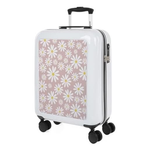 SKPAT - valigia 55x40x20 trolley bagaglio a mano. Valigie e trolley per i tuoi viaggi in cabina. Trolley bagaglio a mano 133655, margherite bianco-rosa