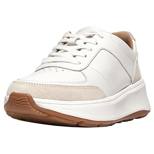 Fitflop f-mode leather/suede flatform sneakers, scarpe da ginnastica donna, bianco urbano, 40 eu