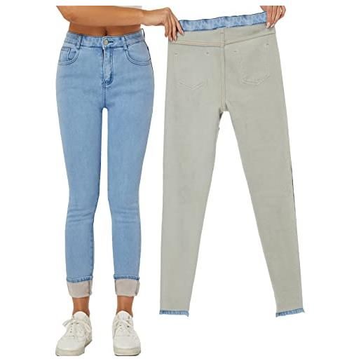 Yehopere jeans invernali foderati in pile da donna slim fit caldo skinny a vita alta denim jeans, nero formale, xs