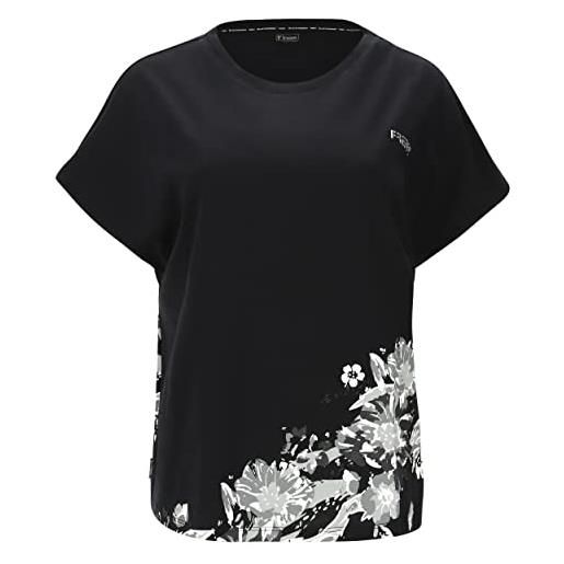 FREDDY - t-shirt comfort maniche a kimono e stampe floreali, nero, large