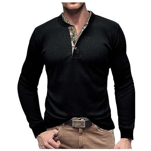 RQPYQF maglietta da uomo manica lunghe casuale henley shirt uomo t shirt vintage uomo cs04 taglia s-xxl (grigio scuro, s)