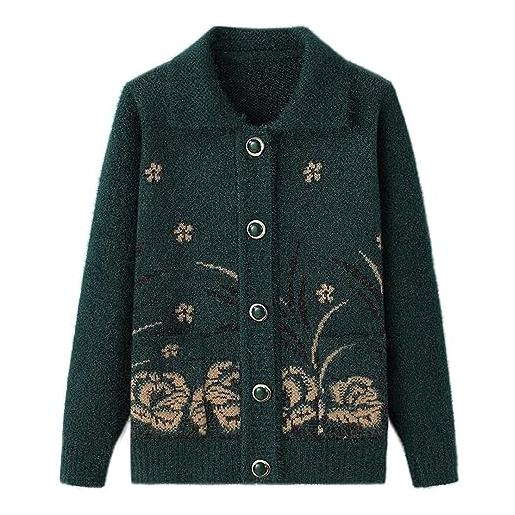 Bqxxdeo cappotto maglione caldo e spesso maglioni per madre anziana di mezza età top cardigan lavorato a maglia autunno primavera
