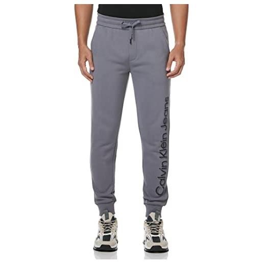 Calvin Klein pantaloni casual da uomo vertical bold instit, grigio fossile, xxl