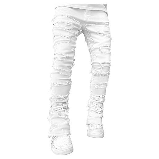 Geagodelia jeans da uomo strappati slim fit pantaloni in denim casual hip-hop per uomo ragazzo s-xxl regalo (grigio, s)
