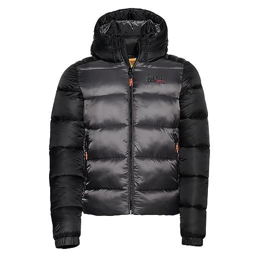 Superdry hood colour block sport puffer giacca, eclipse navy/dark moss, xl uomo