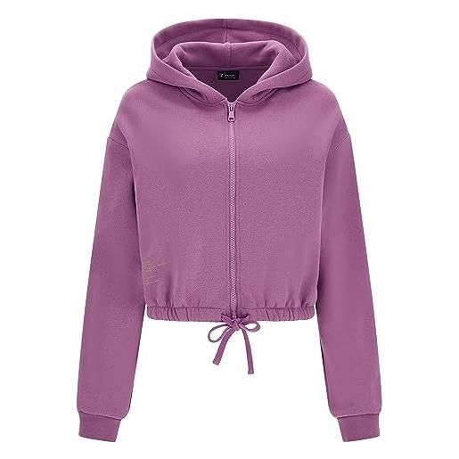 FREDDY - felpa cappuccio corta con coulisse in vita e chiusura zip, donna, lilla, small