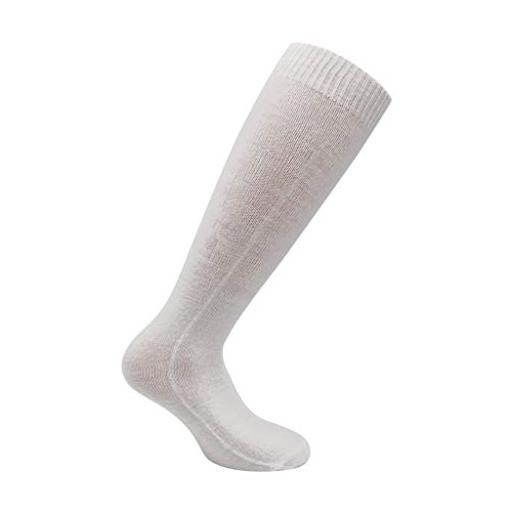 eMMe SQUARE calzini donna in lana, lunghi al ginocchio con elastico morbido, 100% made in italy taglia unica (conf. 6 paia) (bianco)