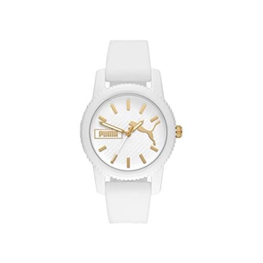 Puma orologio ultrafresh da donna, movimento a tre lancette, cassa in nylon bianco da 34 mm con cinturino in silicone, p1074