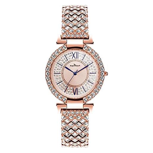 RORIOS orologio da analogico quarzo donna impermeabile diamante orologi moda numeri romani orologi da polso cinturino in acciaio inossidabile