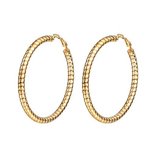 PROSTEEL cavi orecchini cerchi ornati spirali in acciaio inossidabile, 3 dimensioni e 3 colori disponibili（argento oro nero）, confezione regalo 0, per donna