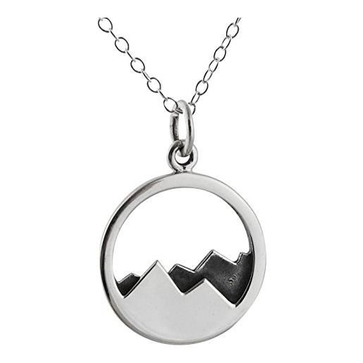 FashionJunkie4Life argento sterling mountain range paesaggio con ciondolo, 45,7 cm, montagne peaks
