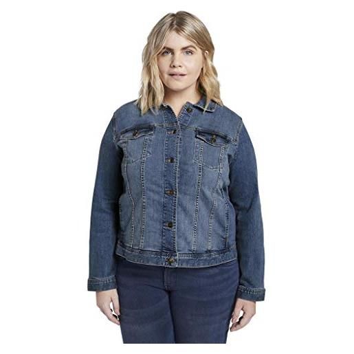 TOM TAILOR giacca in jeans da donna plus size in effetto lavato, 10110 blue denim, 44